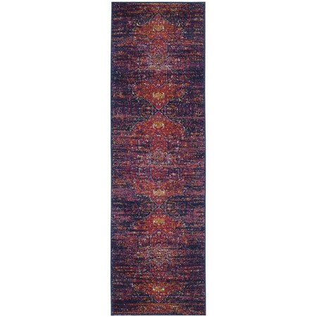 Safavieh Evoke Power Loomed Runner Rug, Blue and Fuchsia - 2 ft.-2 in. x 15 ft. EVK275F-215